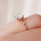 2.0 CT Round Cut Moissanite Cluster & Hidden Halo Engagement Ring