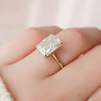 4.50 CT Radiant Moissanite Hidden Halo Setting Engagement Ring