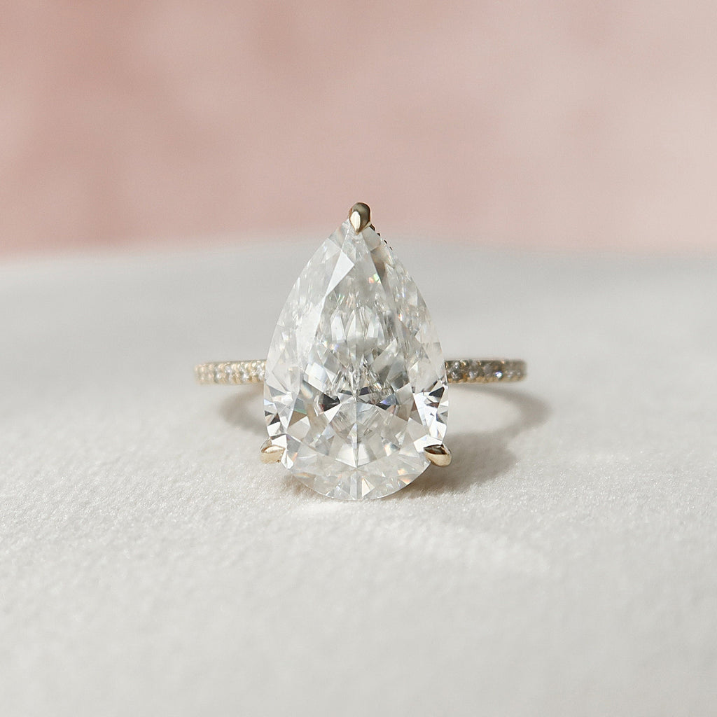 4.50 CT Pear Moissanite Pave Setting Engagement Ring