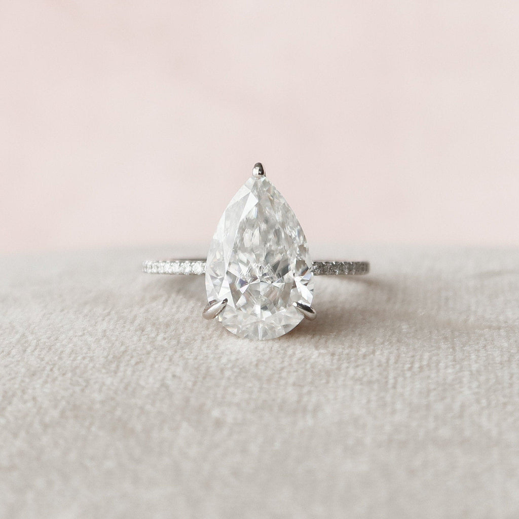 4.50 CT Pear Moissanite Pave Setting Engagement Ring