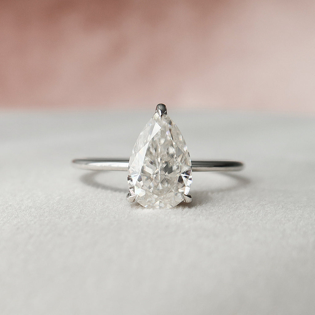 2.0 CT Pear Moissanite Hidden Halo Setting Engagement Ring