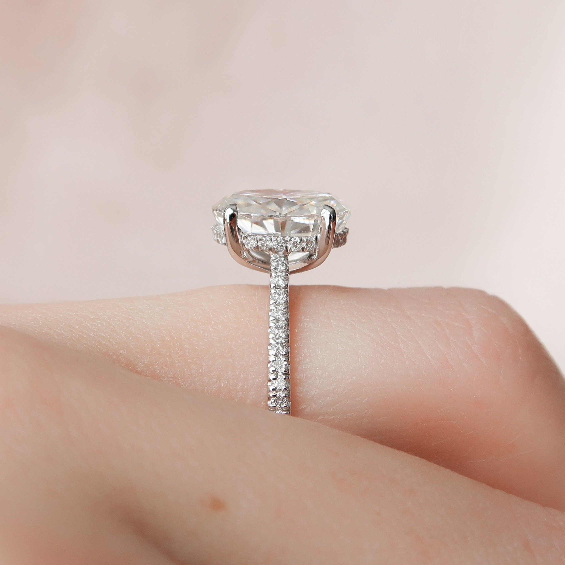 3.0 CT Oval Moissanite Pave Setting Engagement Ring