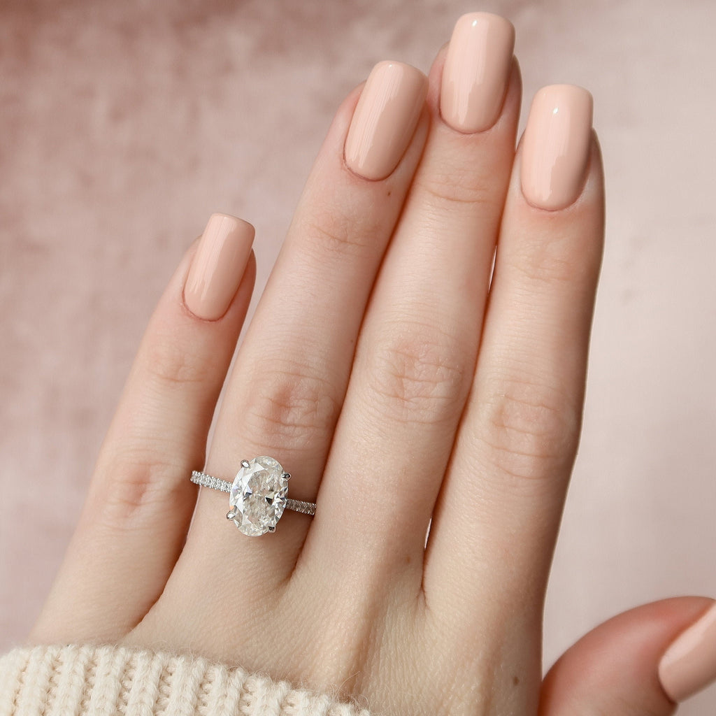 3.0 CT Oval Moissanite Pave Setting Engagement Ring