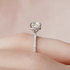 1.50 CT Cushion Cut Hidden Halo Pave Style Moissanite Engagement Ring