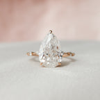 4.0 CT Pear Moissanite Hidden Halo Dainty Style Engagement Ring