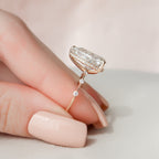 4.0 CT Pear Moissanite Hidden Halo Dainty Style Engagement Ring