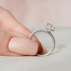 1.50 CT Round Cut Pave Moissanite Engagement Ring