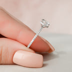 1.50 CT Round Cut Pave Moissanite Engagement Ring