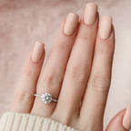 1.50 CT Round Cut Pave Moissanite Engagement Ring