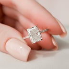 3.0 CT Radiant Moissanite Hidden Halo Pave Setting Engagement Ring