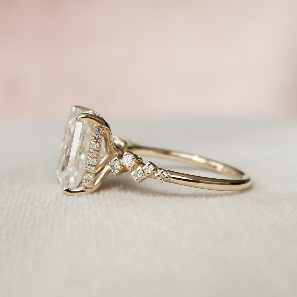 3.50 CT Radiant Cut Moissanite Cluster Engagement Ring