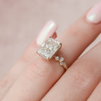 3.50 CT Radiant Cut Moissanite Cluster Engagement Ring