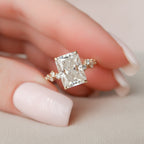 3.50 CT Radiant Cut Moissanite Cluster Engagement Ring