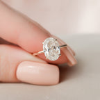2.0 CT Oval Cut Moissanite Hidden Halo Engagement Ring
