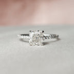 1.50 CT Cushion Cut Hidden Halo Pave Style Moissanite Engagement Ring