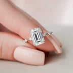 3.0CT Emerald Moissanite Solitaire Dainty Style Engagement Ring