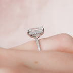 3.0 CT Emerald Moissanite Hidden Halo Pave Setting Engagement Ring