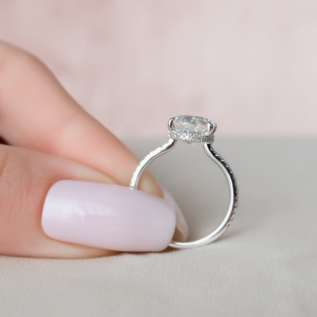 3.50 CT Oval Cut Moissanite Pave Setting Engagement Ring