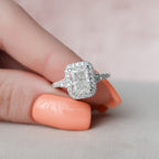 3.50 CT Radiant Cut Halo Moissanite Engagement Ring