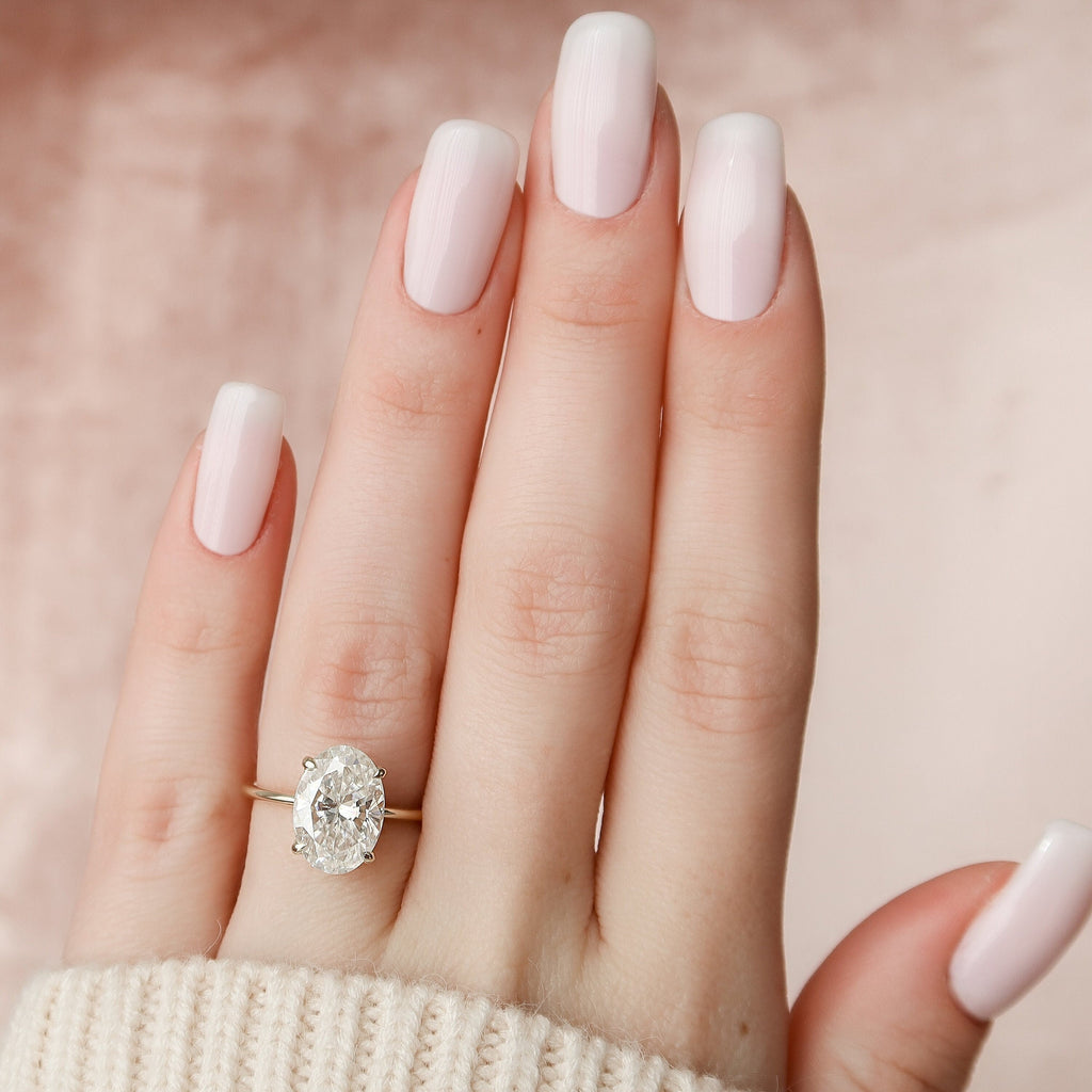 3.50 CT Oval Moissanite Hidden Halo Engagement Ring