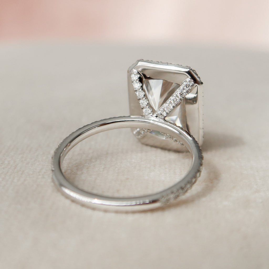 5.0 CT Radiant Moissanite Halo Setting Engagement Ring