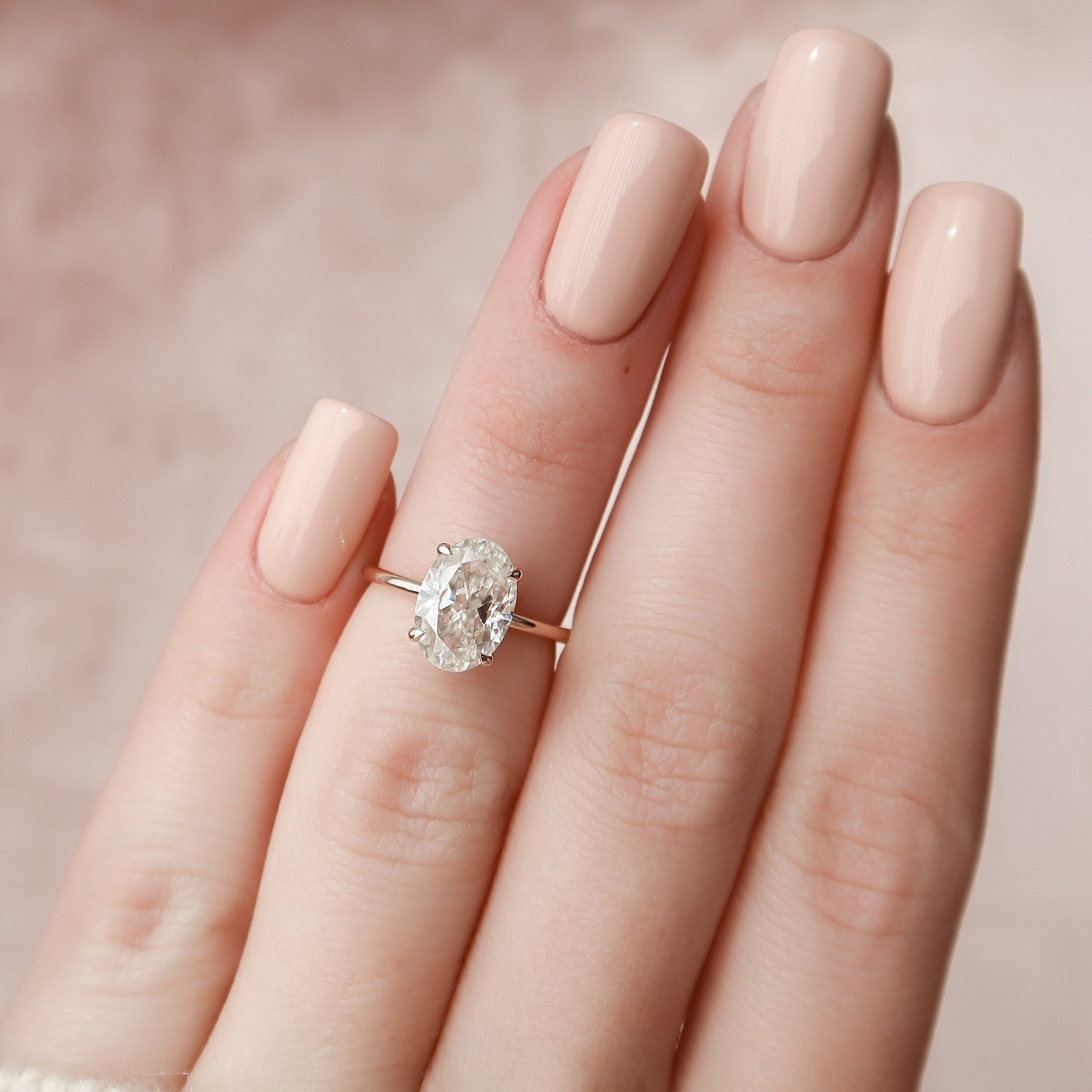 2.0 CT Oval Cut Moissanite Hidden Halo Engagement Ring