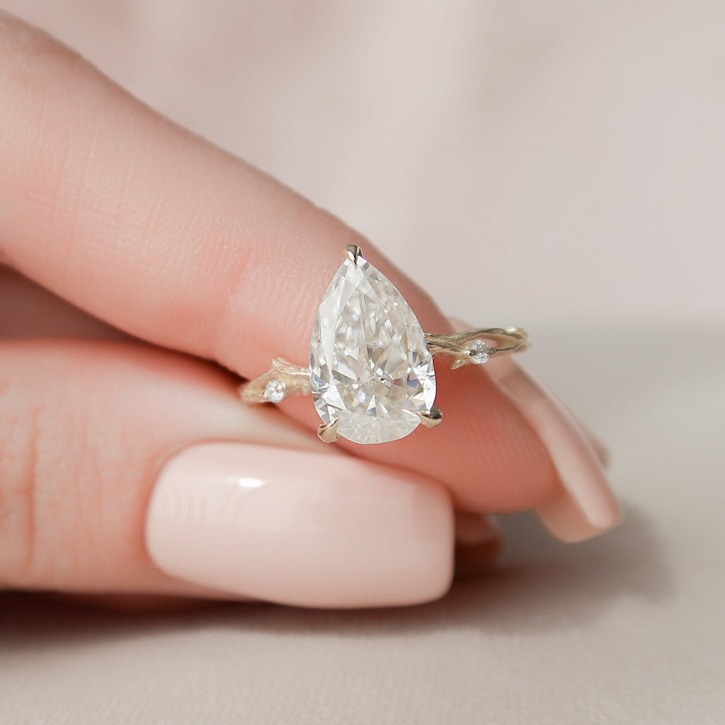 2.50 CT Pear Cut Nature Inspired Twig Style Moissanite Engagement Ring