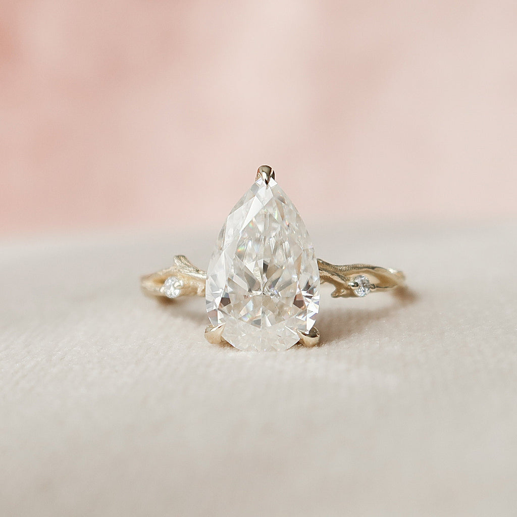 2.50 CT Pear Cut Nature Inspired Twig Style Moissanite Engagement Ring