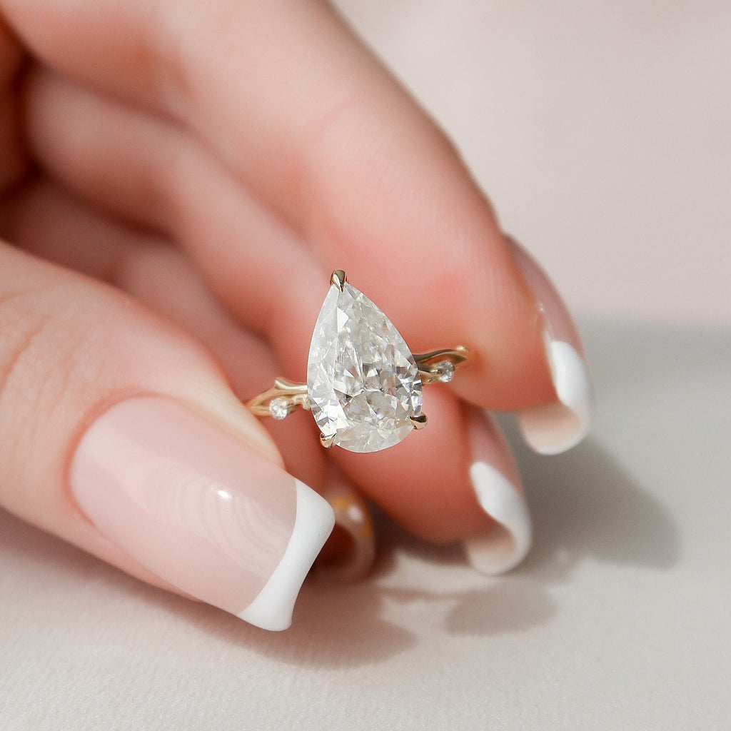 2.50 CT Pear Cut Nature Inspired Twig Style Moissanite Engagement Ring