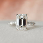 3.0 CT Emerald Moissanite Pave Setting Engagement Ring