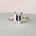 3.0 CT Emerald Moissanite Pave Setting Engagement Ring