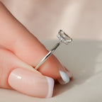 1.50 CT Emerald Cut Hidden Halo Style Moissanite Engagement Ring