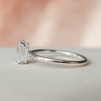 1.50 CT Emerald Cut Hidden Halo Style Moissanite Engagement Ring