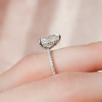 1.50 CT Pear Moissanite Pave Setting Engagement Ring