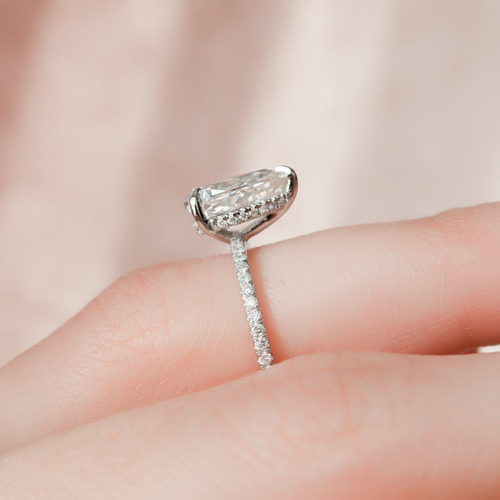 1.50 - 3.50 CT Pear Cut Moissanite Pave Engagement Ring