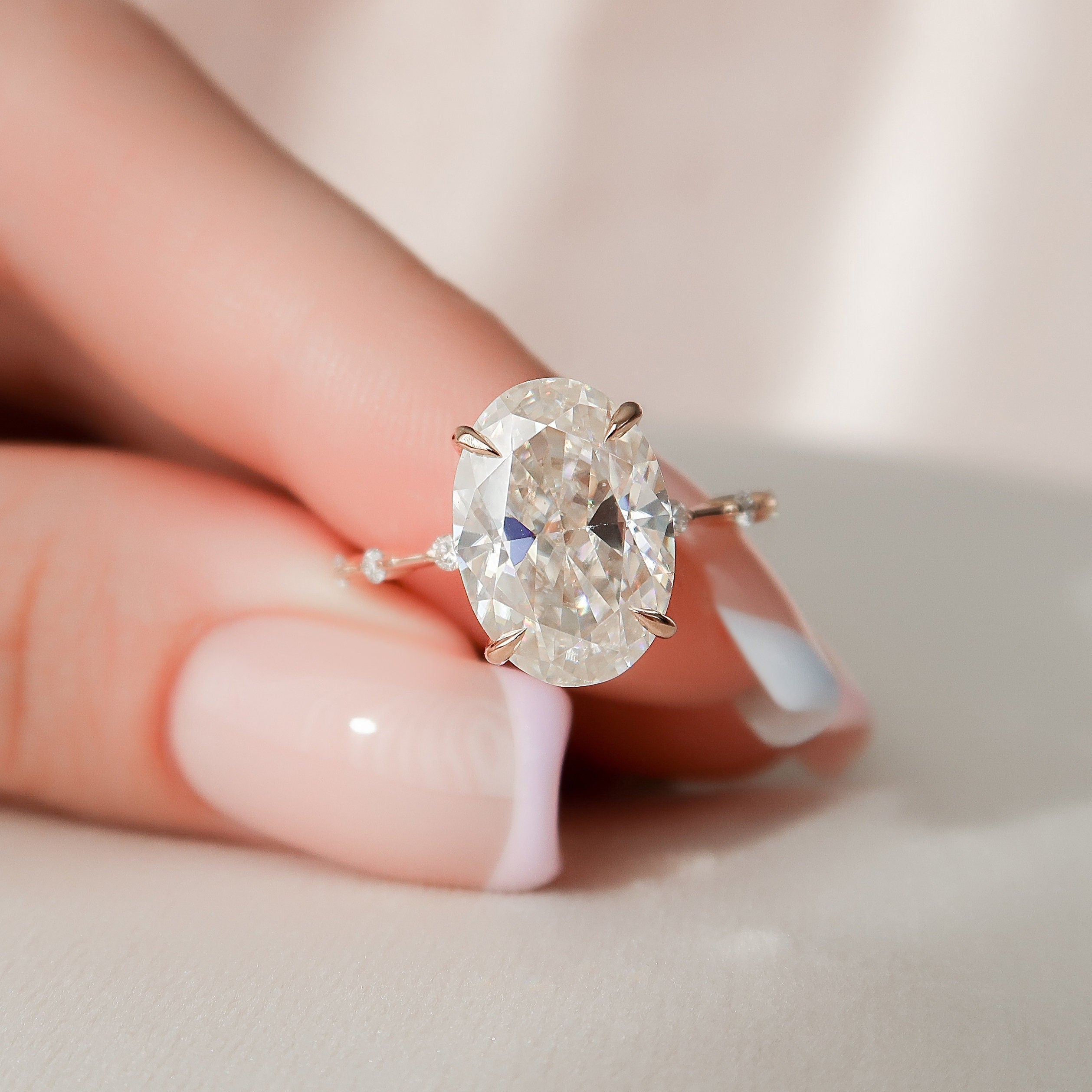 5.0 CT Oval Cut Moissanite Dainty Style Engagement Ring