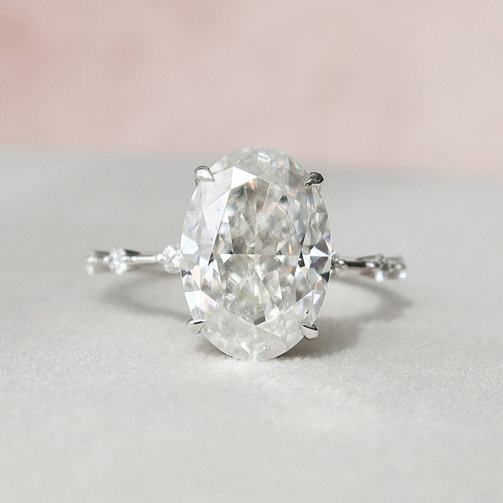 5.0 CT Oval Cut Moissanite Dainty Style Engagement Ring