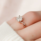 1.50 CT Cushion Cut Nature Inspired Moissanite Engagement Ring