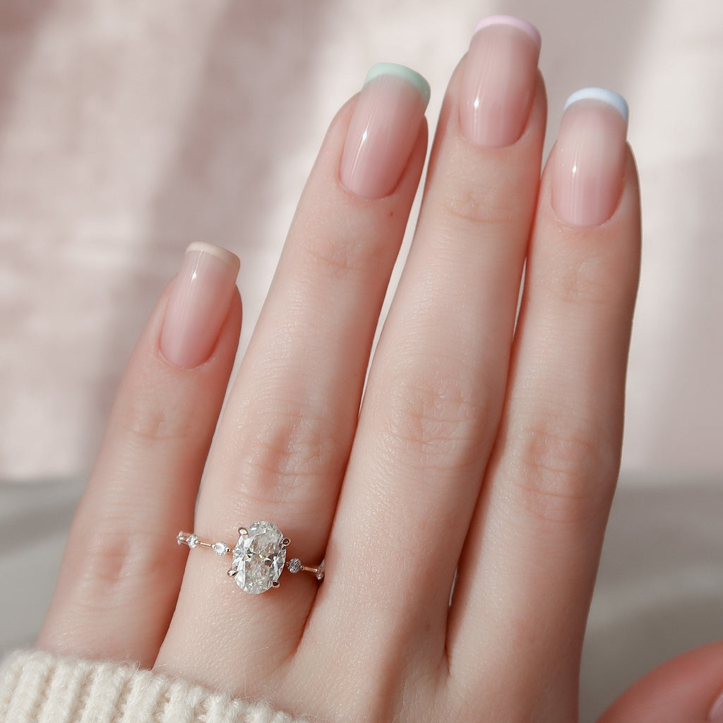 1.50 - 3.50 CT Oval Cut Dainty Moissanite Engagement Ring