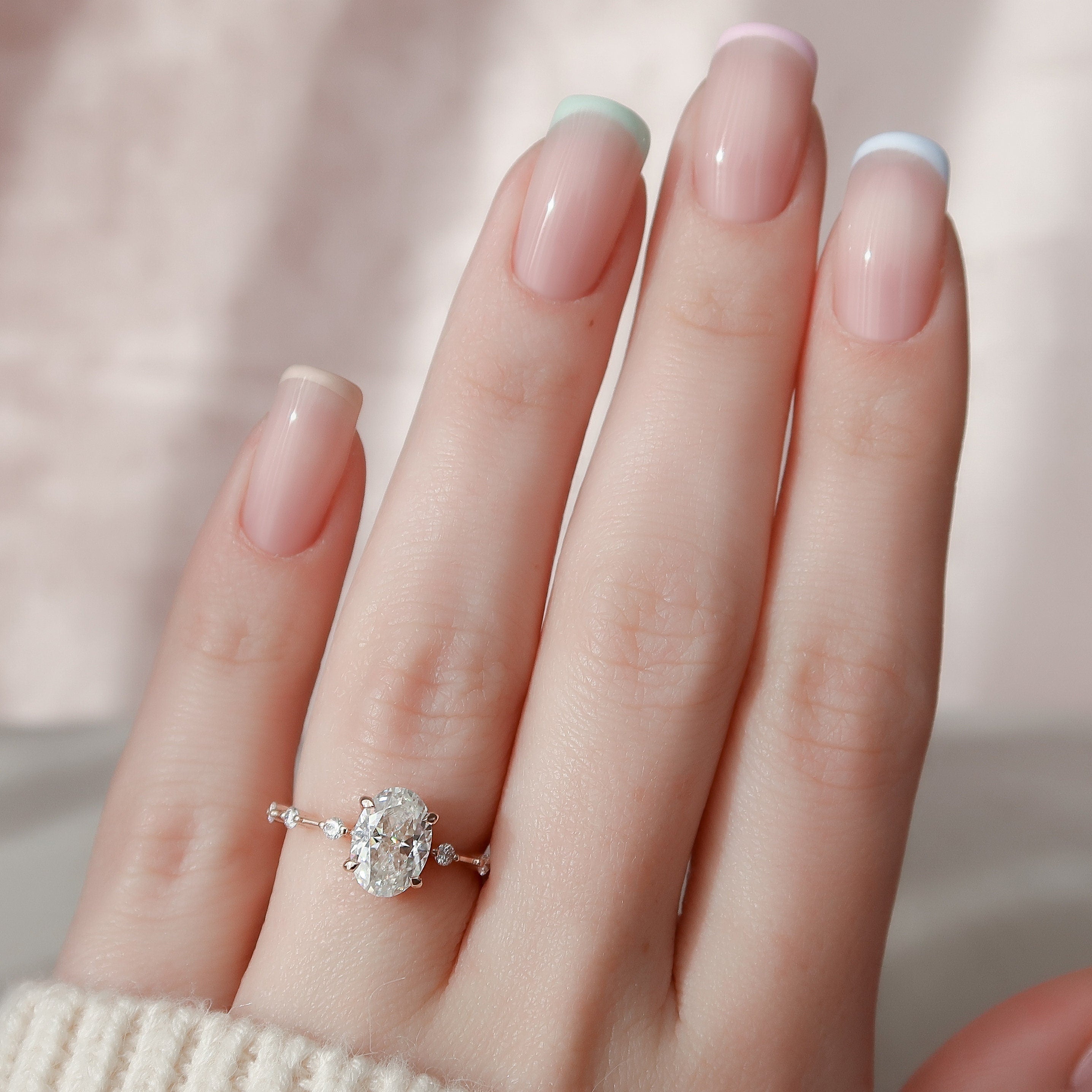 1.50 - 3.50 CT Oval Cut Dainty Moissanite Engagement Ring