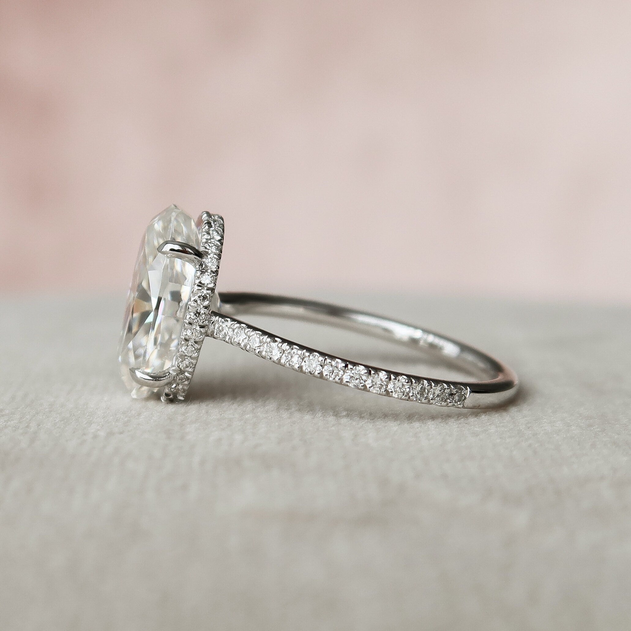 3.50 CT Oval Cut Moissanite Pave Setting Engagement Ring