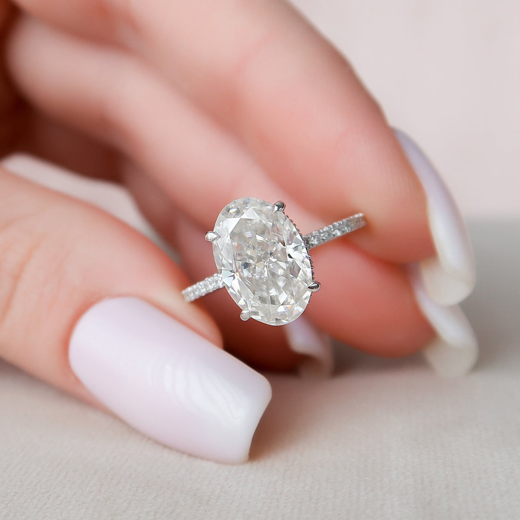 3.50 CT Oval Cut Moissanite Pave Setting Engagement Ring