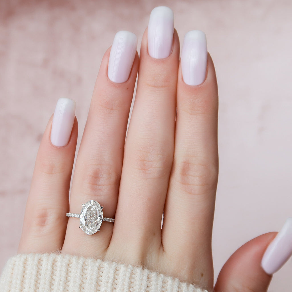 3.50 CT Oval Cut Moissanite Pave Setting Engagement Ring