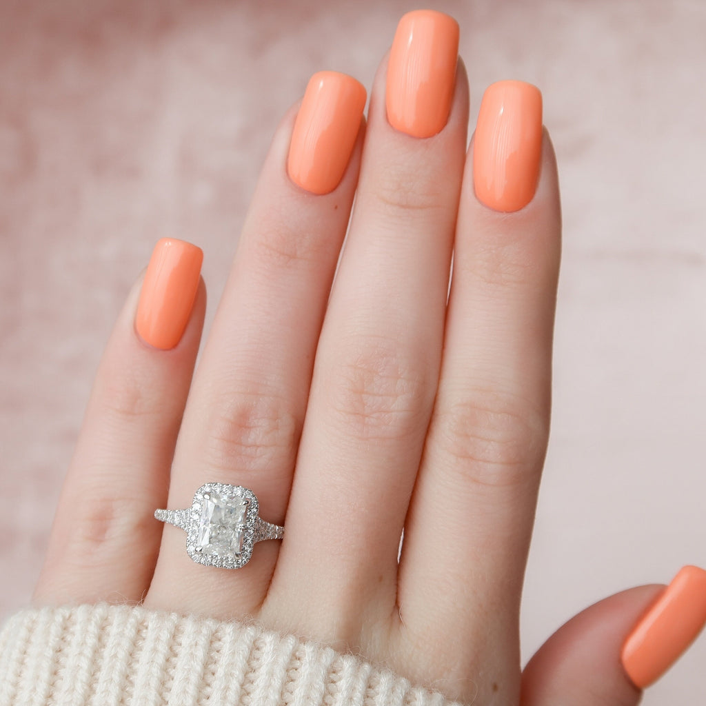 3.50 CT Radiant Cut Halo Moissanite Engagement Ring