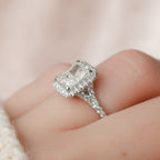 3.50 CT Radiant Cut Halo Moissanite Engagement Ring