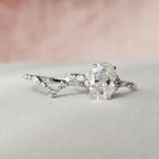 3.0CT Oval Cut Moissanite Cluster Bridal Ring Set