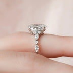 3.0CT Oval Cut Moissanite Cluster Bridal Ring Set