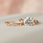 2.0CT Round Cut Moissanite Twig Nature Inspired Bridal Ring Set