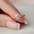 1.0 CT Round Cut Nature Inspired Moissanite Engagement Ring