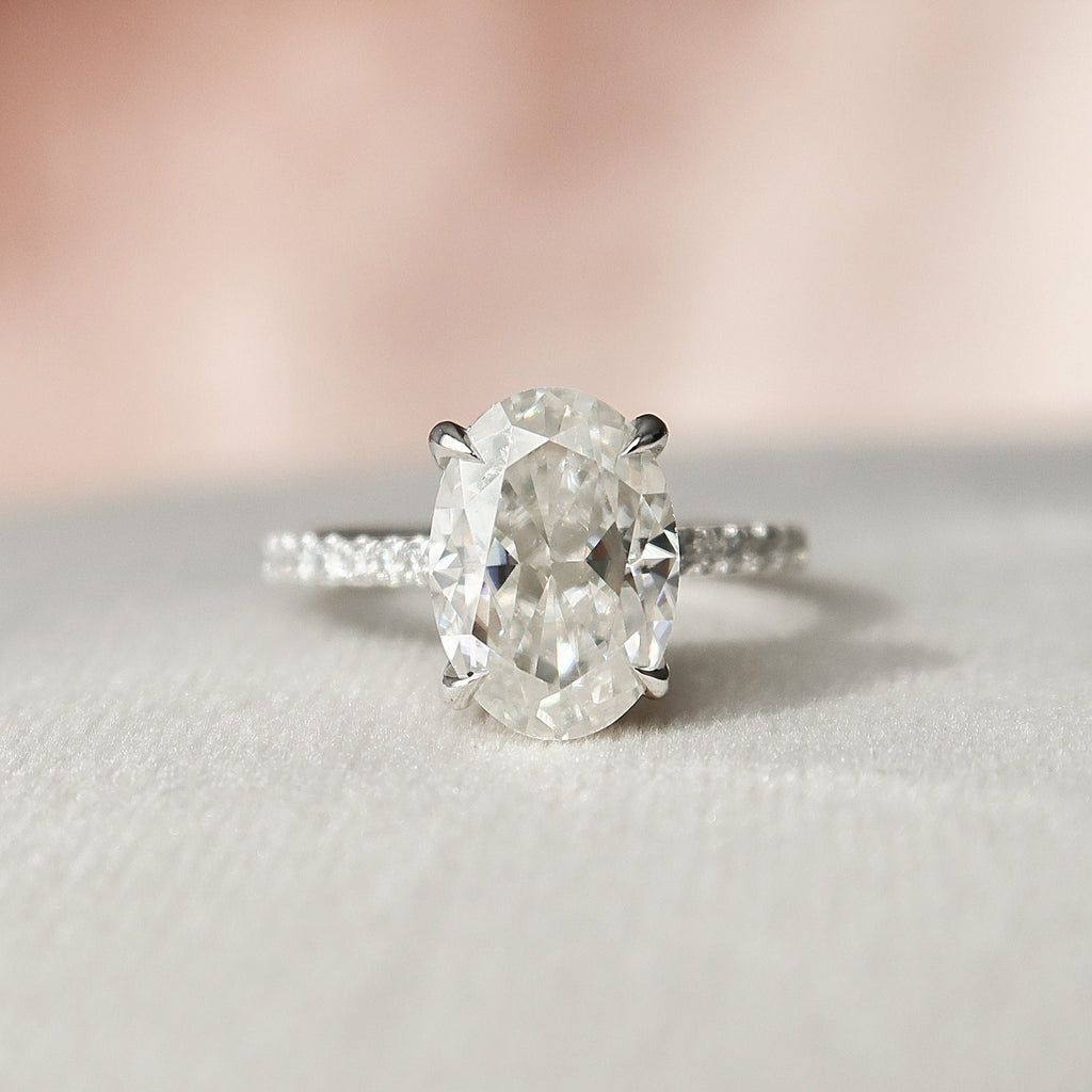 2.0 CT Oval Moissanite Pave Setting Engagement Ring